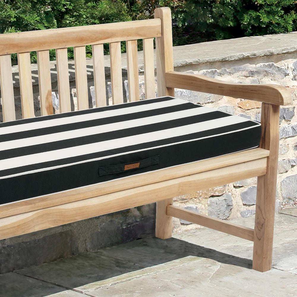 Outdoor Bench Cushion for Patio Furniture, 48x18Inch-Black White Stripe