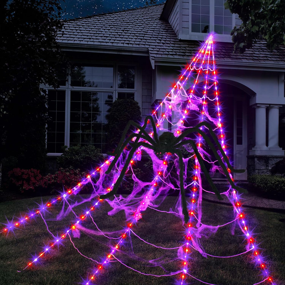 Halloween Spider Web Decoration 250 LED Outdoor Halloween Decorations