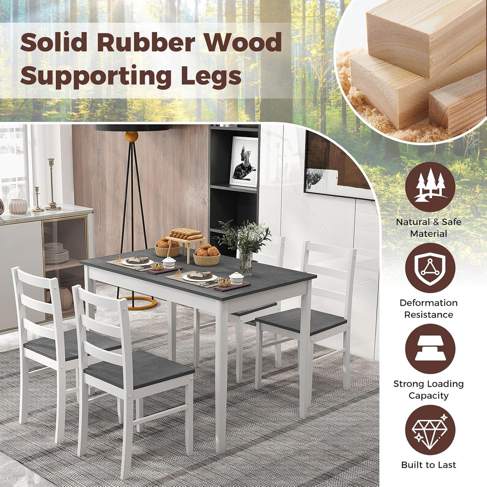 GOFLAME 5 Piece Dining Table Set for 4, Farmhouse Kitchen Table and 4 Chairs ...