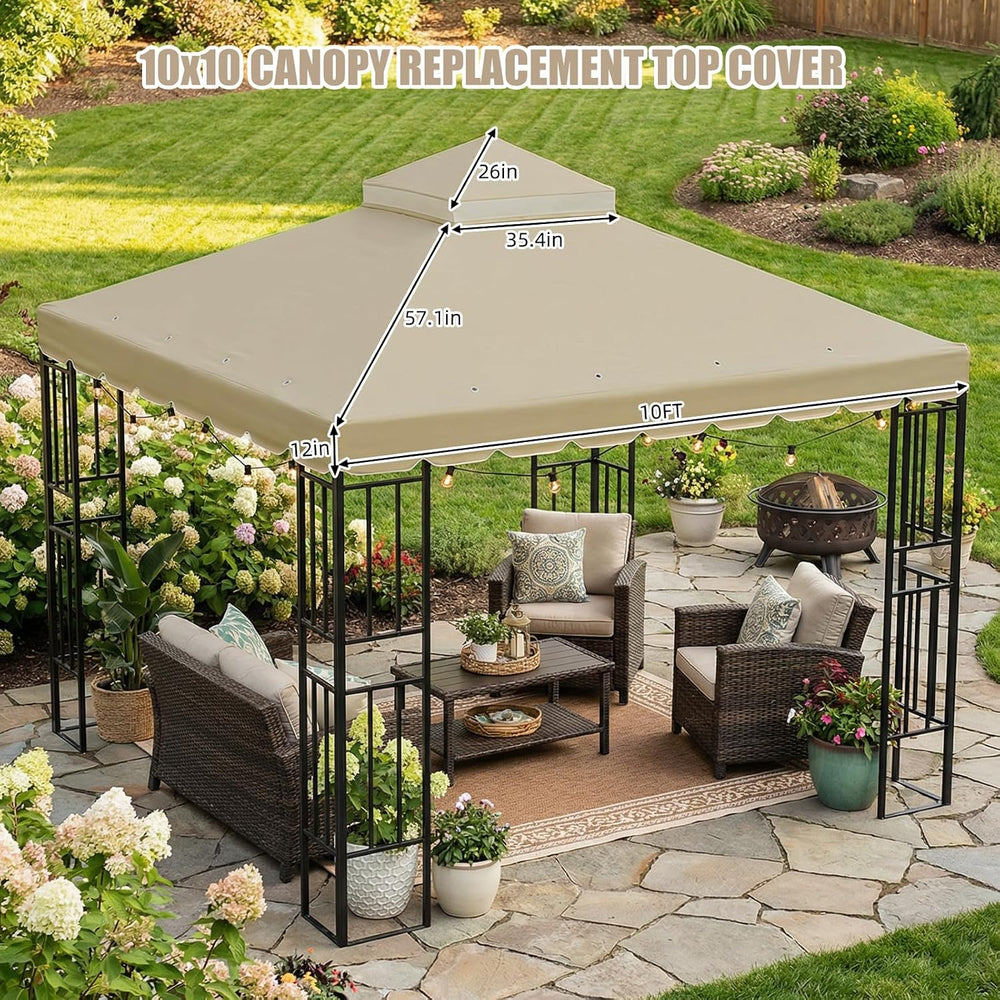 10x10 FT Gazebo Replacement Canopy Top Cover, Double Tiered Gazebo Cover