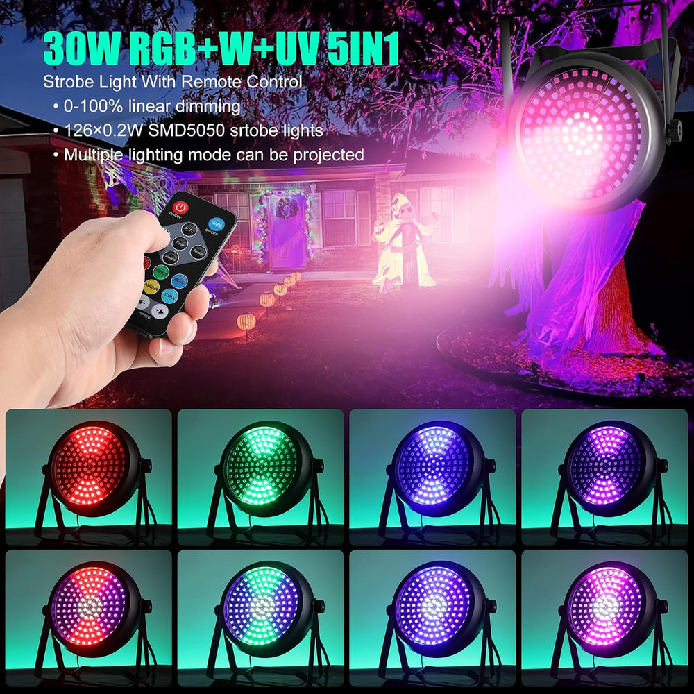 Strobe Lights for Halloween,2Pack 30W 126LEDs RGB+W+UV DJ Strobe Lights with ...