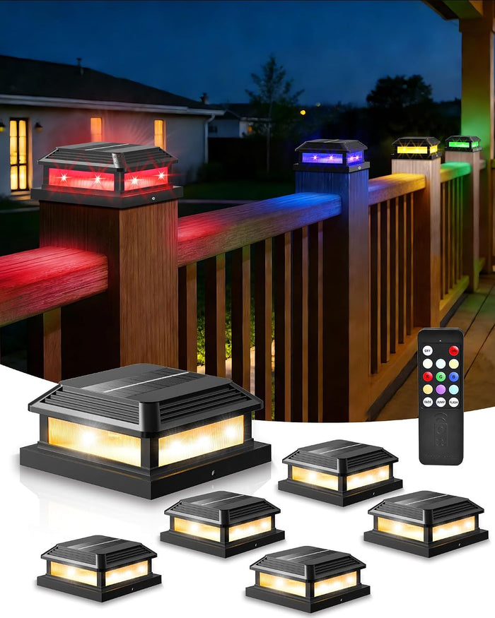 Solar Post Cap Lights, Fits 5x5 4.5x4.5 4x4 3.5x3.5 Wood Vinyl Fence Posts