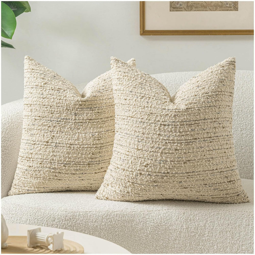 Zealax Neutral Throw Decorative Boucle Pillow Covers for Bed Couch Living Roo...