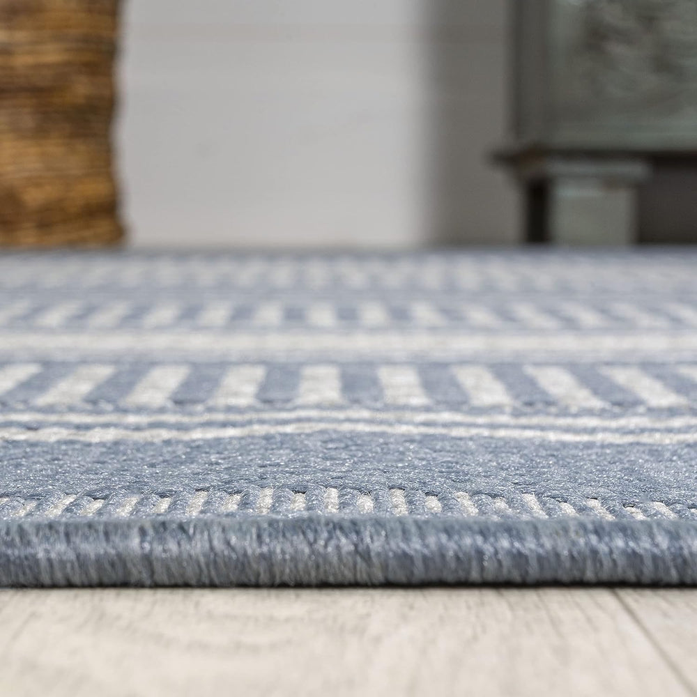 JONATHAN Y Double Stripe Indoor Outdoor Area Rug 3X5 Blue/Light Gray, Haynes ...