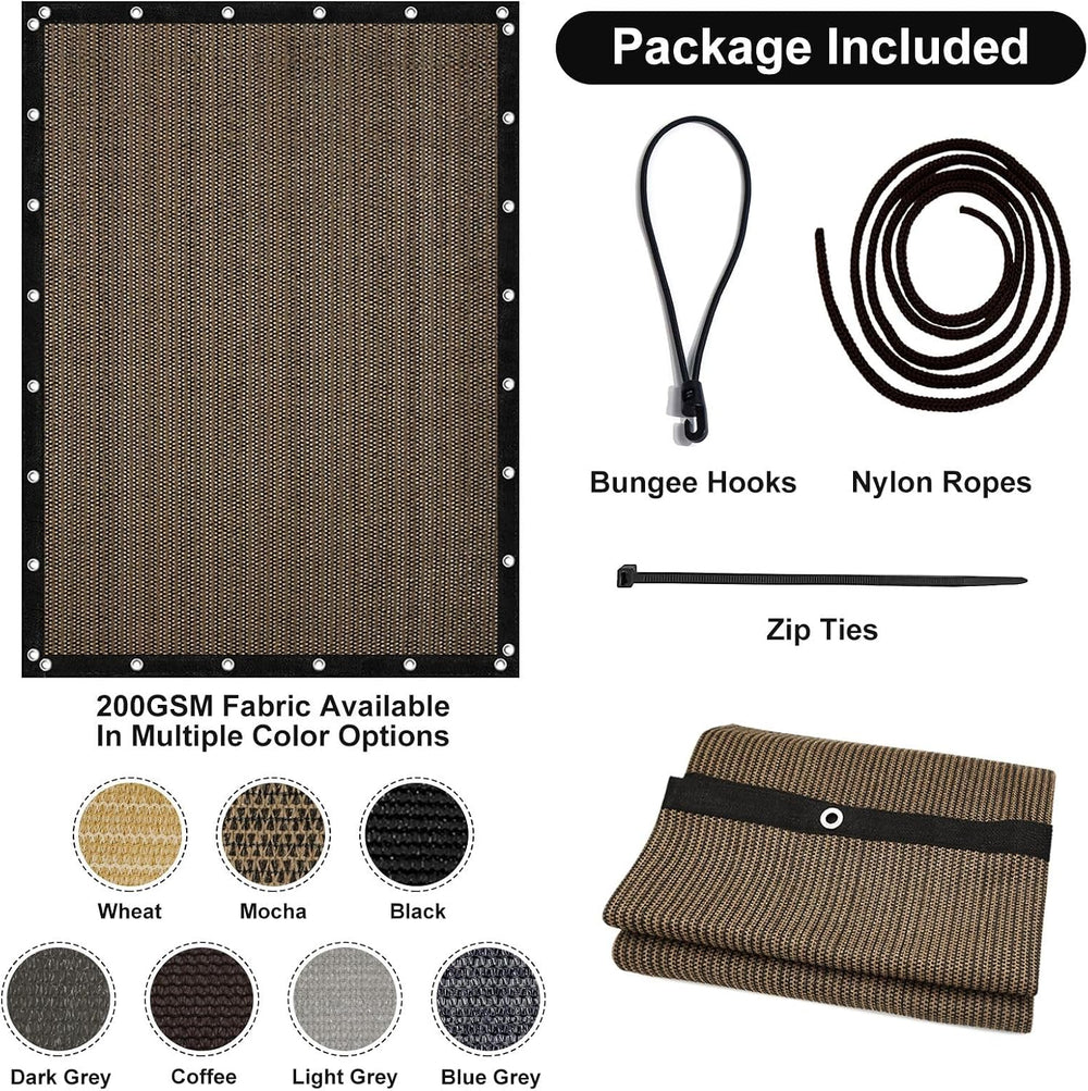 Artpuch 90% Sun Shade Cloth, 10 x 12 FT Pergola Shade Cover Canopy with Gromm...