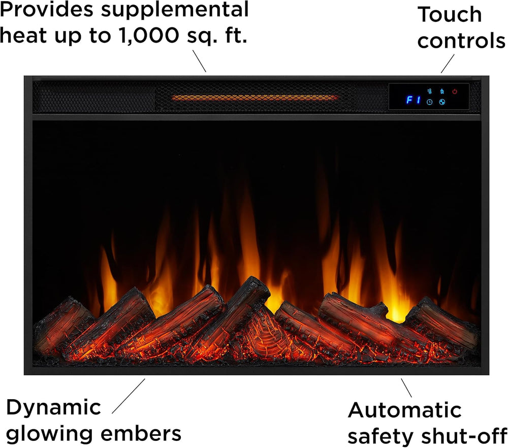Real Flame Crawford Slim Indoor Electric Fireplace with Mantel for Living Roo...