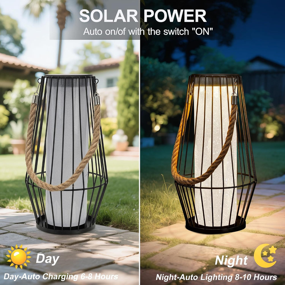 pearlstar Large Solar Lanterns Outdoor Waterproof-Heavy Duty Metal Hanging Li...
