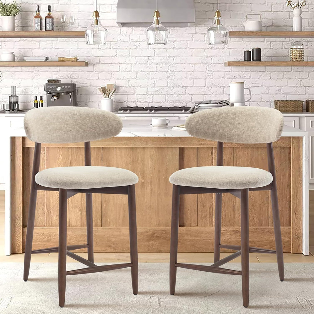 COLAMY Counter Height Bar Stools Set of 2, Kitchen Bar Stools with Back, Mid ...