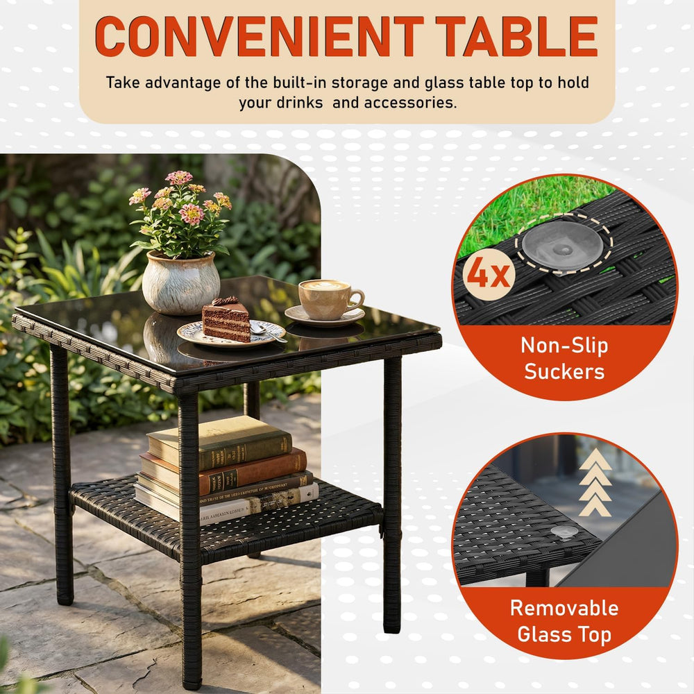 NChanmar 3 Pieces Patio Furniture Outdoor Bistro Set Outdoor&Indoor,Black