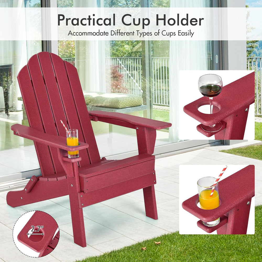 Giantex Adirondack Chair, Outdoor Folding Chairs, HDPE Weather Resistant Pati...