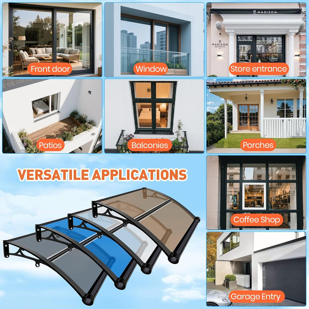 Window Awning & Door Canopy with Built-in Drainage System. UV, Rain &...