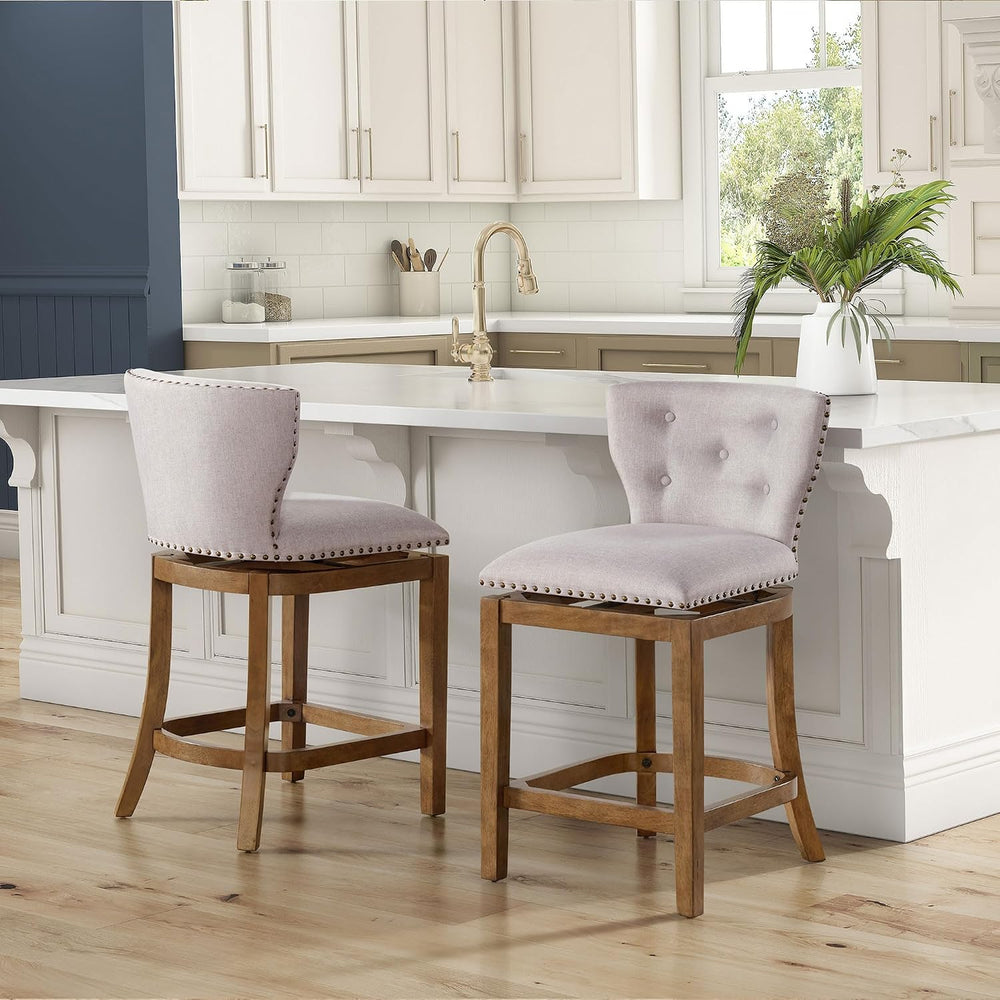 ROME + OAK Carlynd 26" Swivel Counter Stool, Weathered Oak, Set of 4