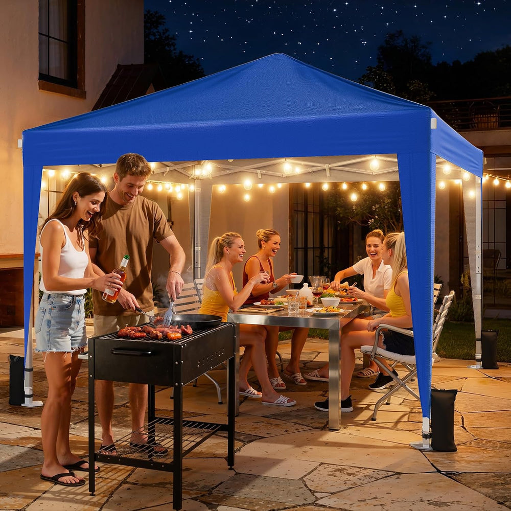 10x10 Pop Up Canopy Tent with Sidewalls, Portable Shelter,Blue