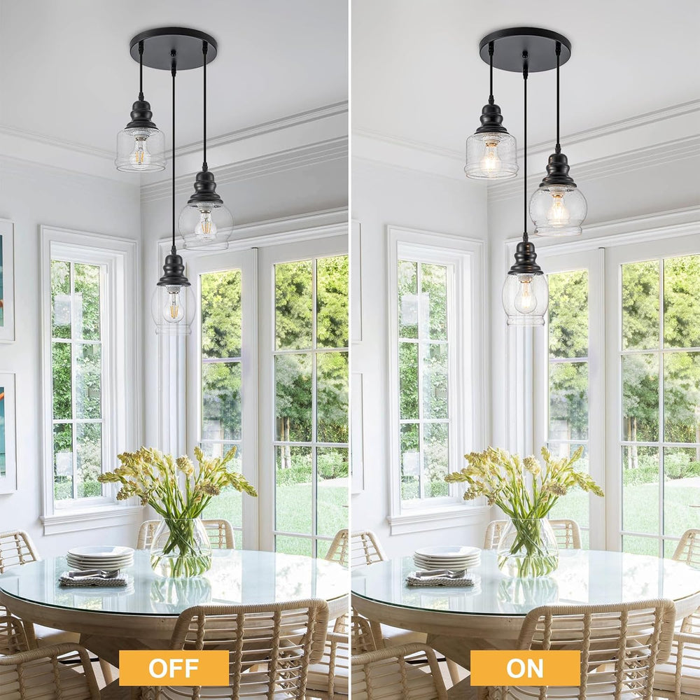 WILON 3 Light Seeded Glass Mini Pendant Lights Kitchen Island