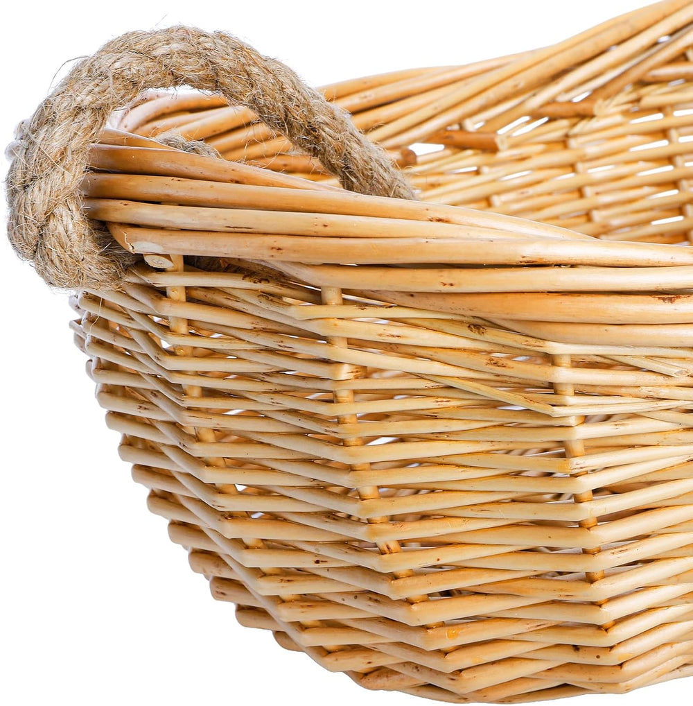 ZEAYEA Wicker Woven Basket with Jute Rope Handle, Large Garden Harvest Basket...
