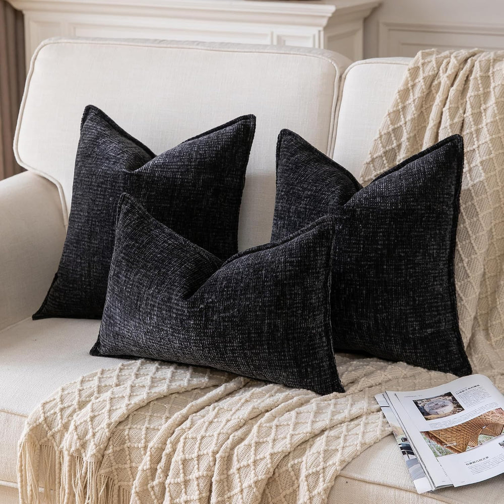 Neelvin Textured Throw Pillow Covers 26x26 Thick Luxury Chenille Decorative P...