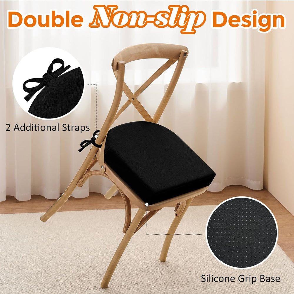 downluxe Chair Cushions for Dining Chairs, Memory Foam Linen Kitchen Chair Pa...