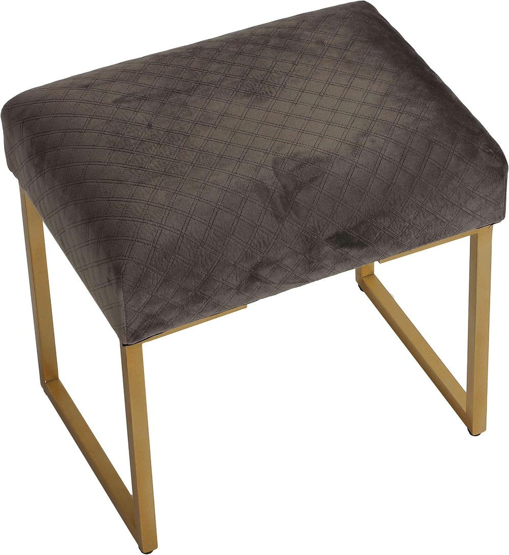 Cortesi Home Allium Ottoman with Painted Gold Legs, 19" Wide, Gray Velvet