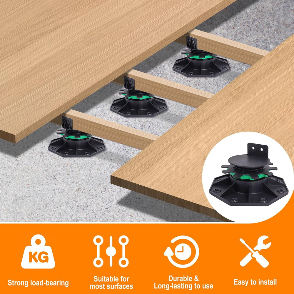 12 Pack Adjustable Deck Support Pedestals, 1-9/16" to 2-3/8" Height