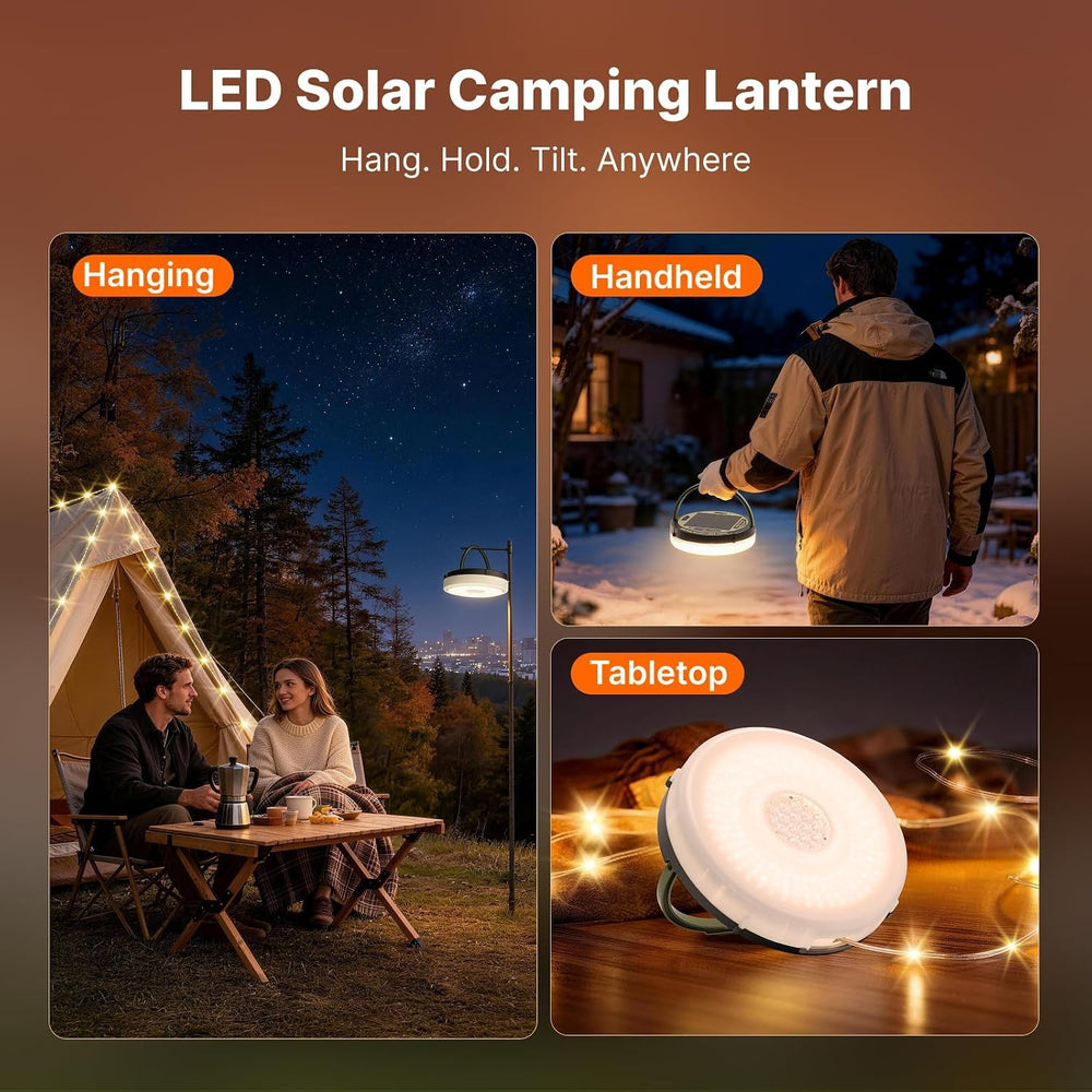 OGERY Solar Camping String Lights, 5400mAh/ 49.2FT/ 11 Modes Rechargeable