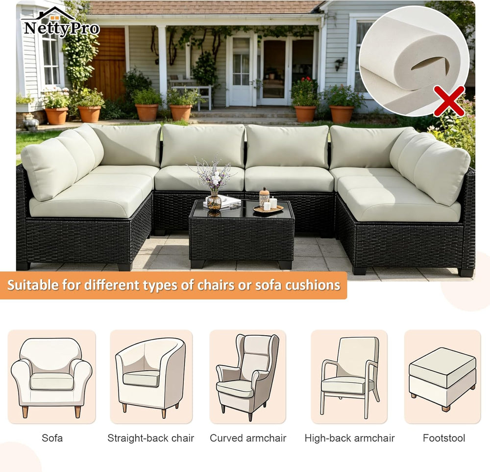 NettyPro Stretch Patio Chair Seat Cushion Covers Set of 4, Elastic Outdoor Sl...