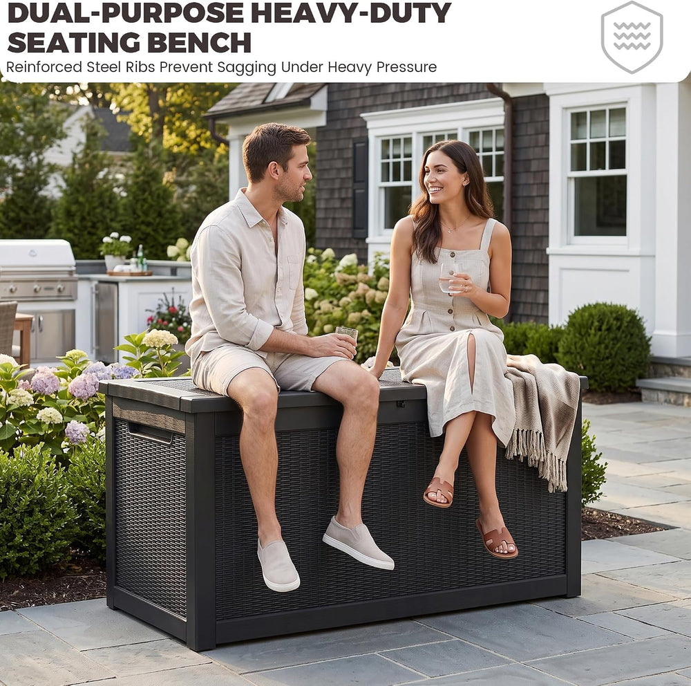 Outdoor Storage Box, 320 Gallon Waterproof Deck Box [Upgraded 3.1], Giant Res...