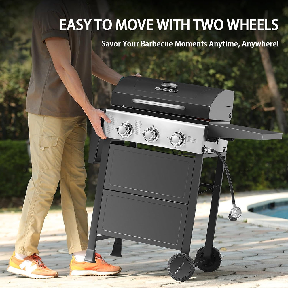 MASTER COOK 3 Burner BBQ Propane Gas Grill, 472 Sq. In. Cooking Area, 30,000 ...