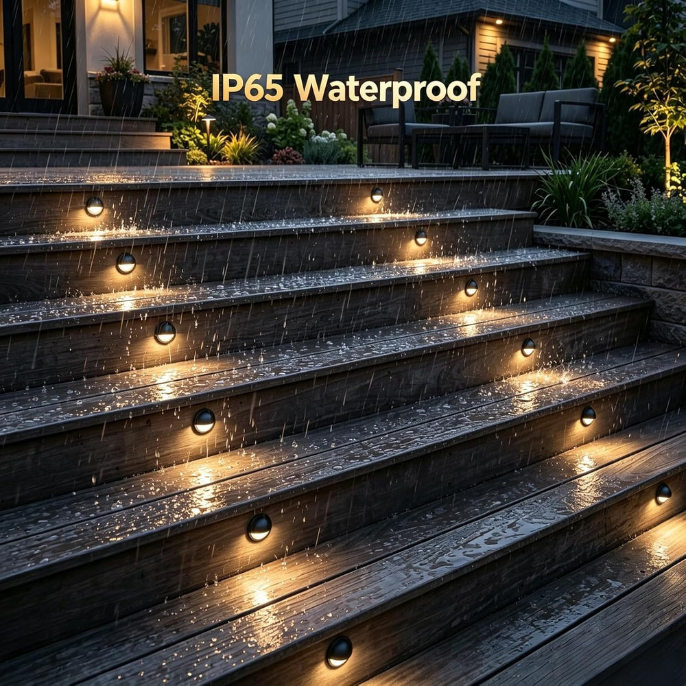 FVTLED Pack of 10 Warm White Low Voltage LED Deck Lights kit Φ1.38 Outdoor Ga...