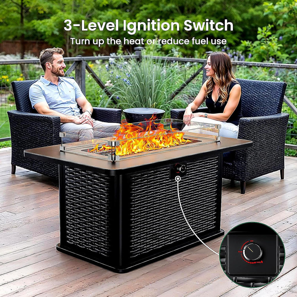 Ciays 43-Inch Rectangular Propane Fire Pit with 60,000 BTU Output, Fire Pit T...
