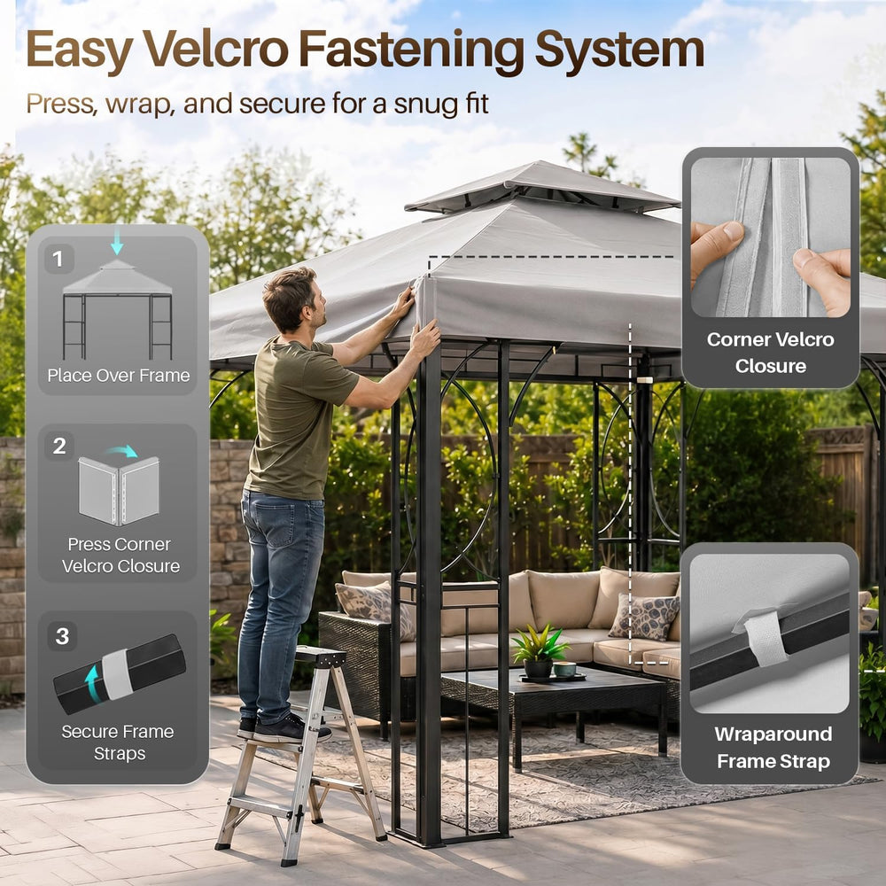 Flexzion Gazebo Cover Replacement Canopy Top 10x10 Ft (3m x 3m) - Double Tier...