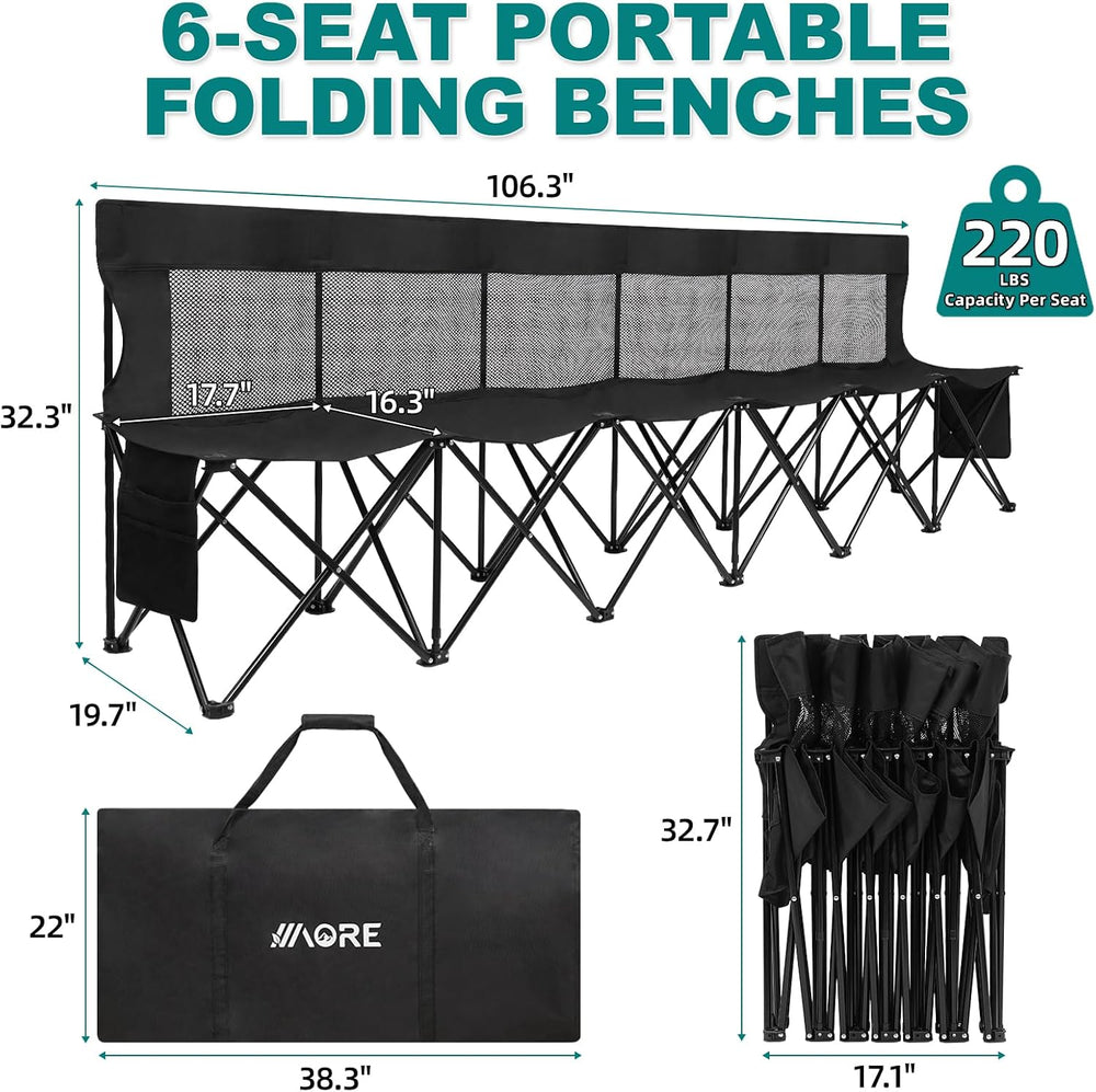 1MORE Folding Bench, Portable Foldable Sideline Bench for Team with Carry Bag