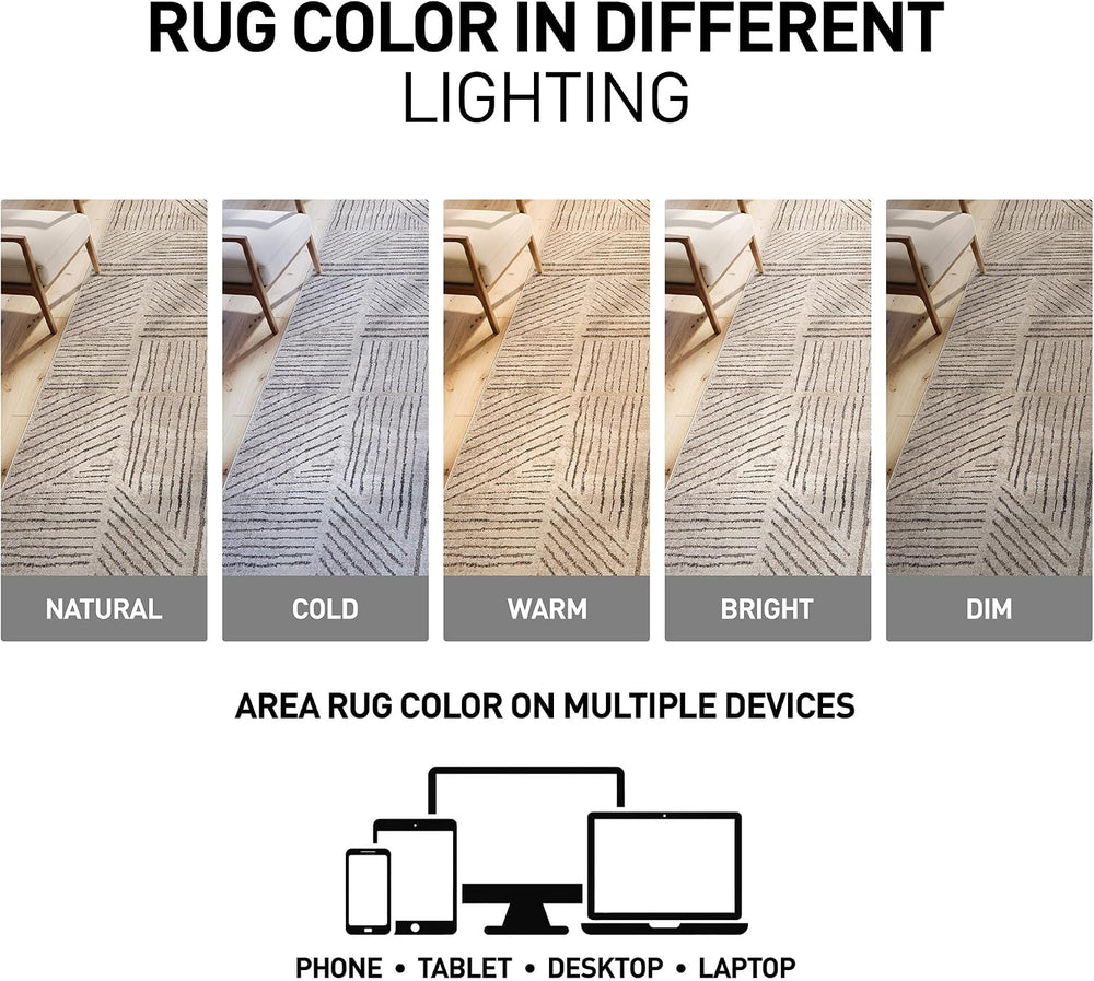 Rugshop Modern High-Low Patchwork Geometric Area Rug Indoor Cream 2'3&quo...