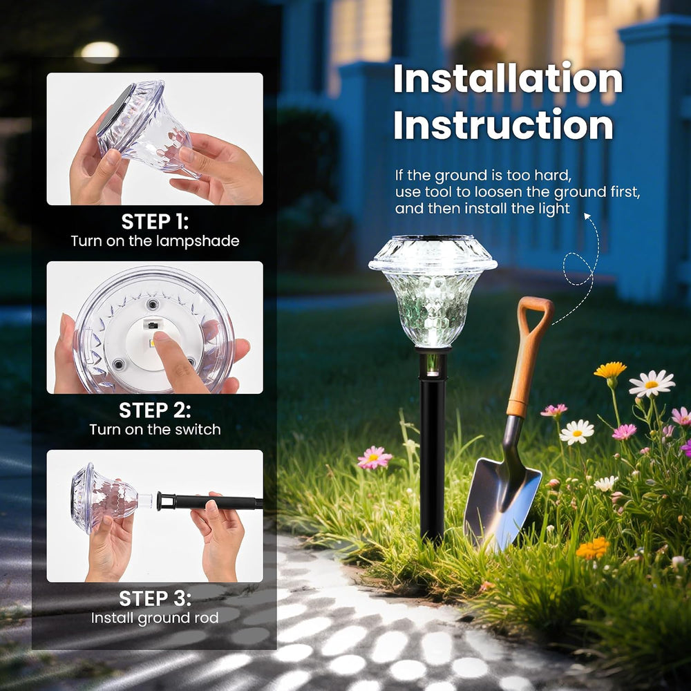Solar Pathway Lights, Acrylic Garden Lights Outdoor Decor 6 Pack