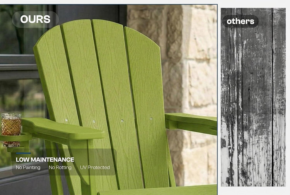 Folding Adirondack Chairs Set of 6 with Cup Holders, Heavy Duty HDPE Plastic ...