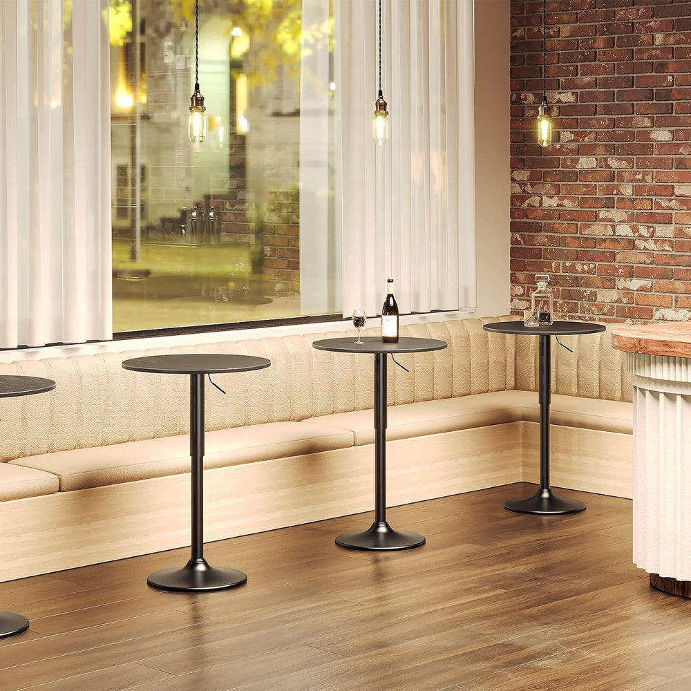HOOBRO Bar Table, Height-Adjustable Round Pub Table 27-35.4 Inches, Cocktail ...