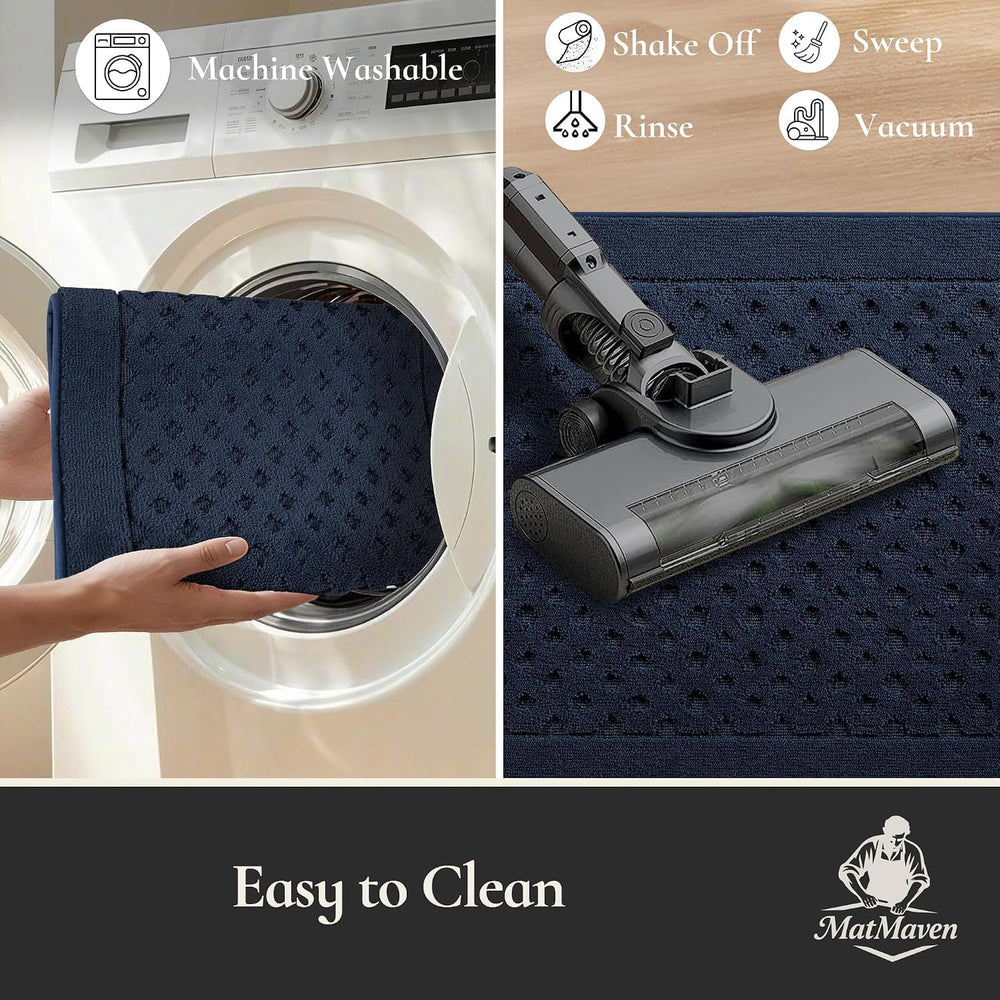 Dirt Trapper Door Mat 24"x 36", Non-Slip Entryway Rugs, Navy Blue