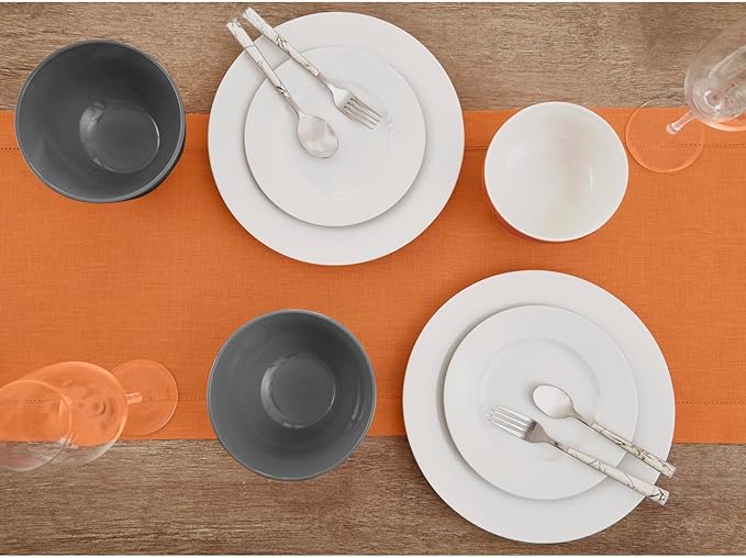 Solino Home Linen Pumpkin Hemstitch Table Runner 60 Inches - 100% Pure Linen ...