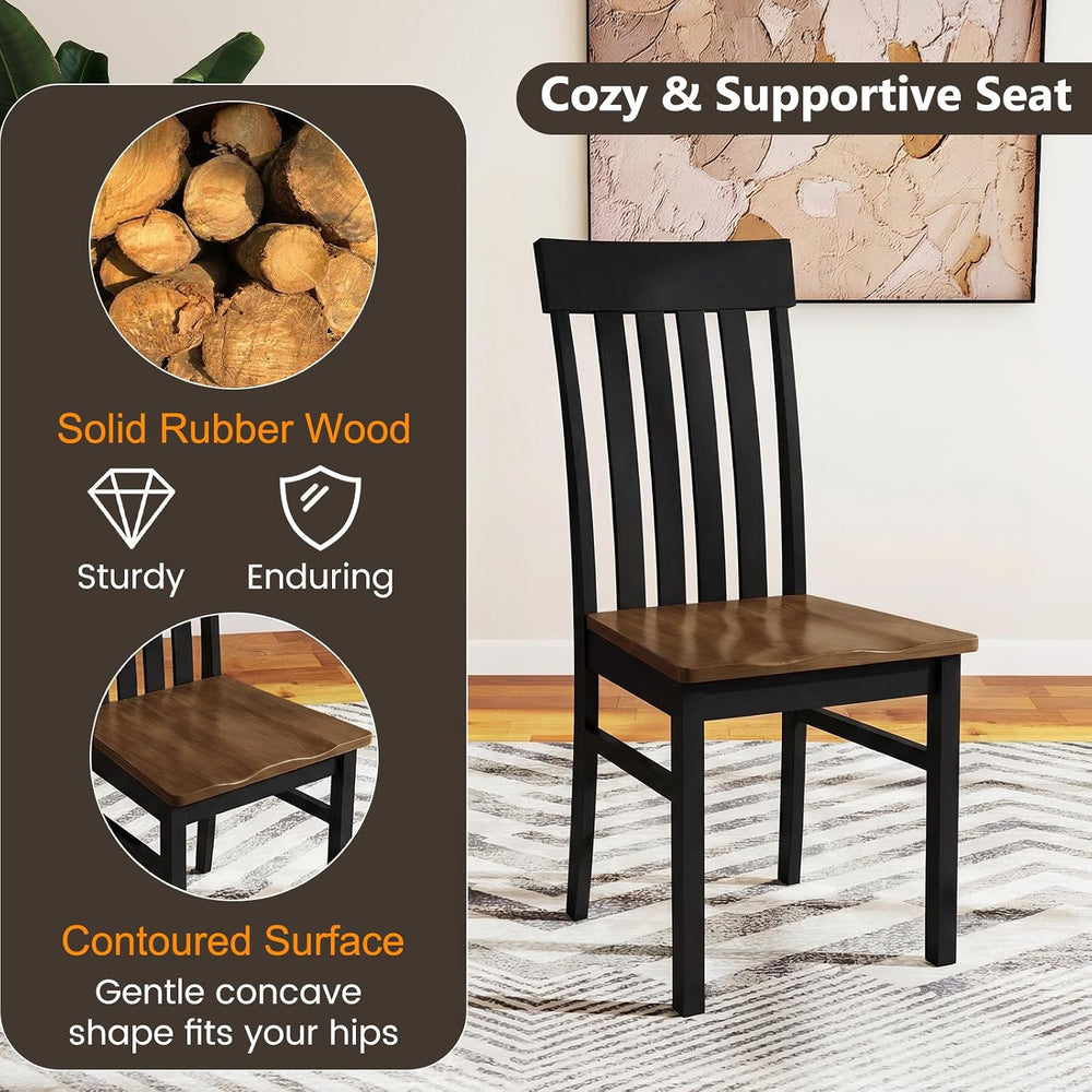 GIANTEX Wooden Dining Chairs Set of 4, Hollowed Backrest & Rubber Wood Seat