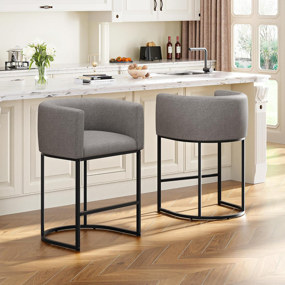 26" H Counter Height Bar Stools Set of 4, Modern Barrel Counter Stools w...