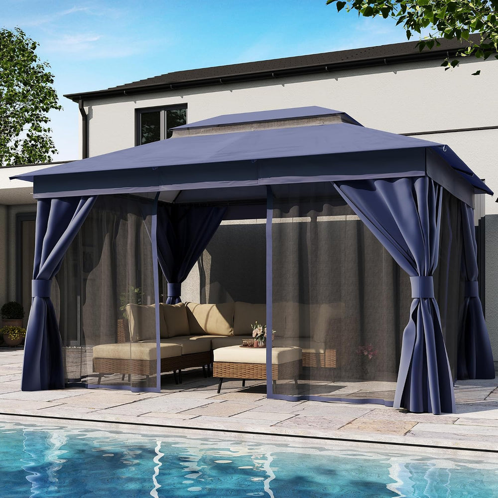 LAUSAINT HOME Patio Gazebo 10'x13', Outdoor Heavy Duty Party Tent She...