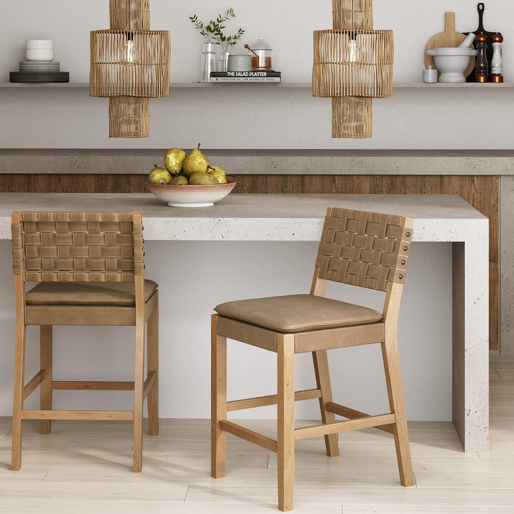 Nathan James Cohen Mid-Century Modern Suede Bar Stool, Counter Height Chair i...