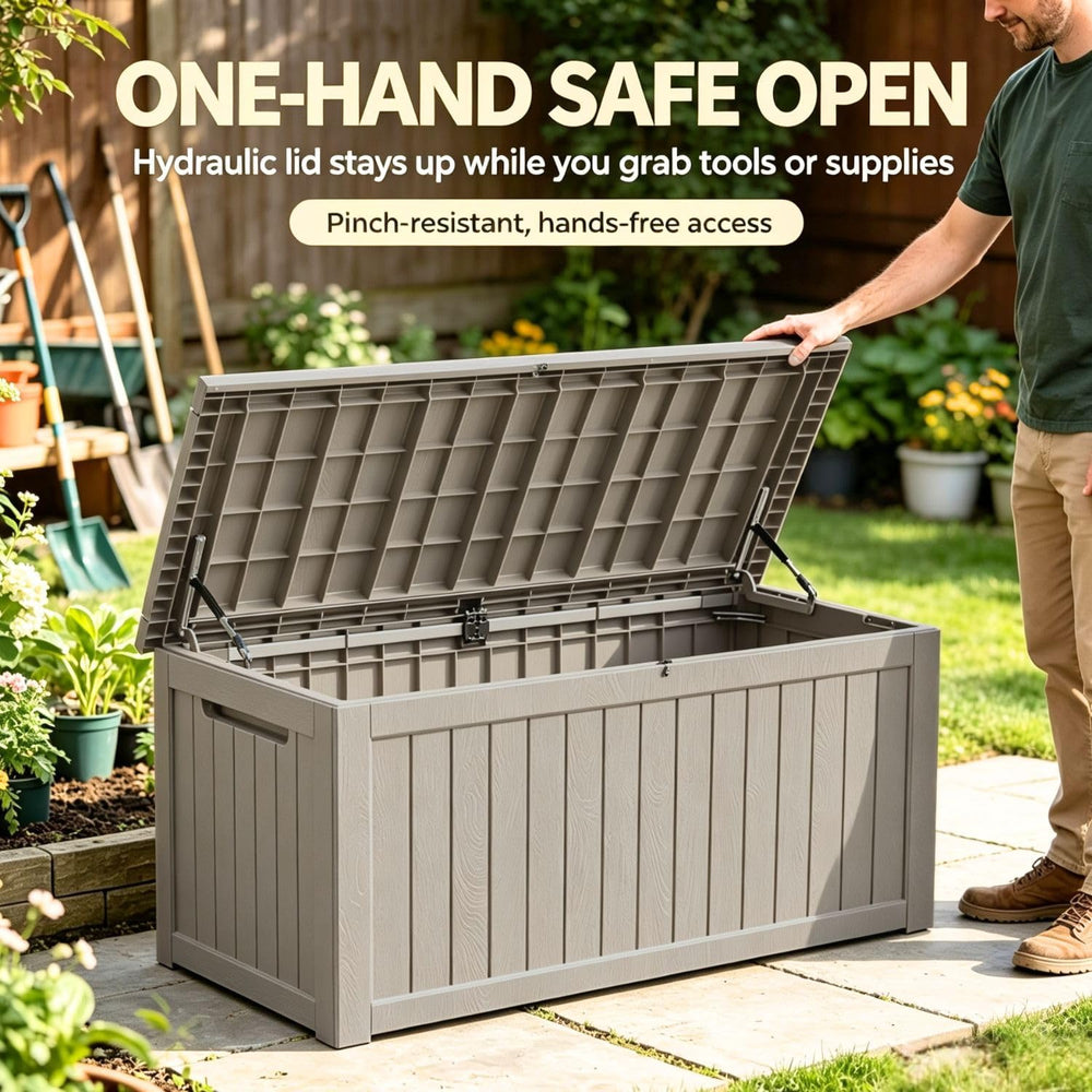 200 Gallon Outdoor Storage Box, Large Storage Deck Box for Patio Furniture Ac...