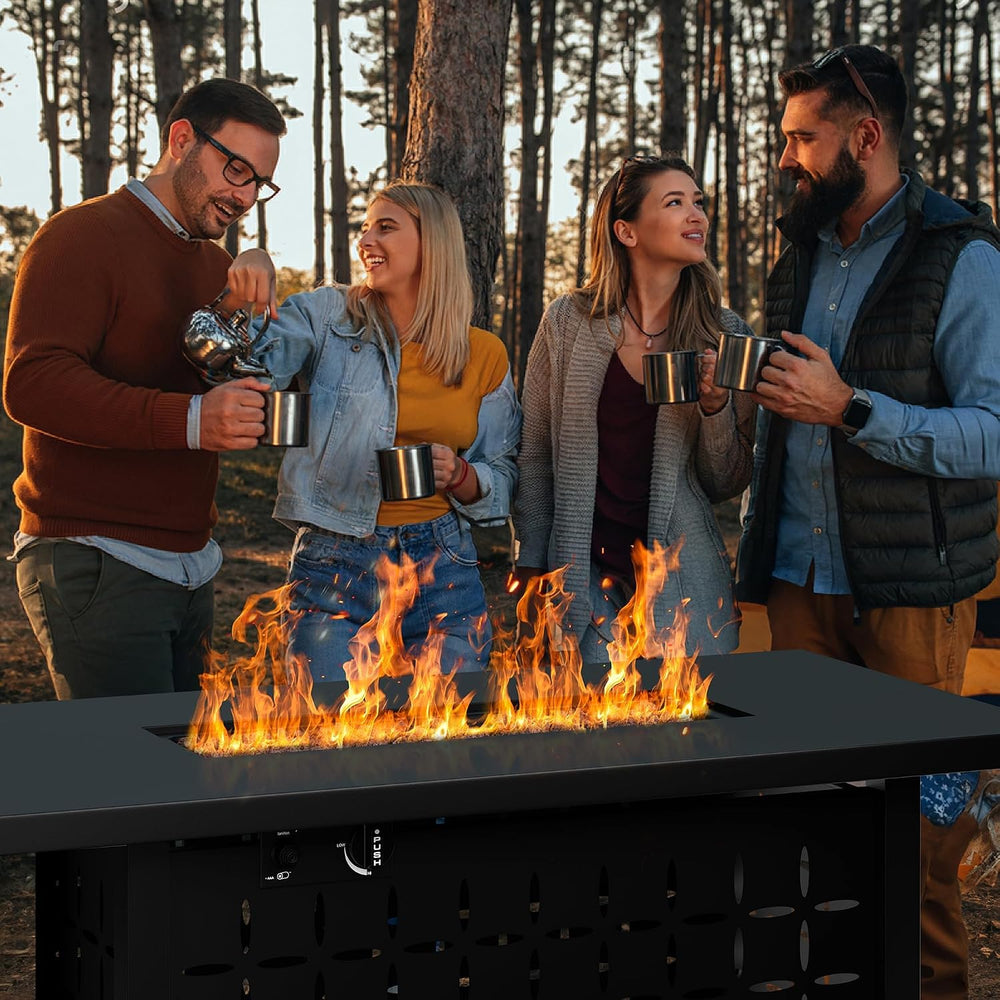 Shintenchi 43" Propane Fire Pit,60,000 BTU Gas Fire Pit Table,Black