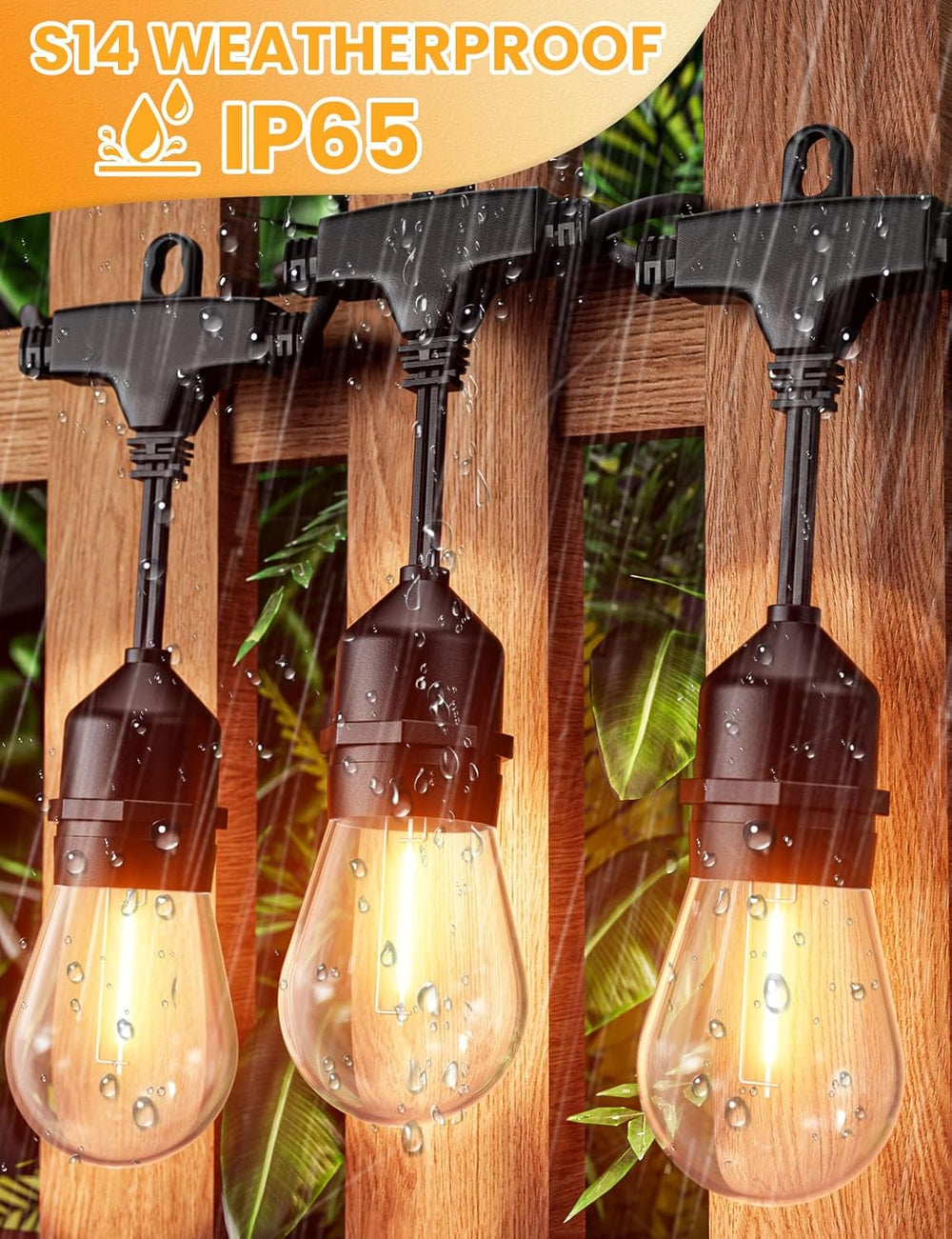 Svater Outdoor String Lights 50 FT Outside LED Patio Light E26 Waterproof