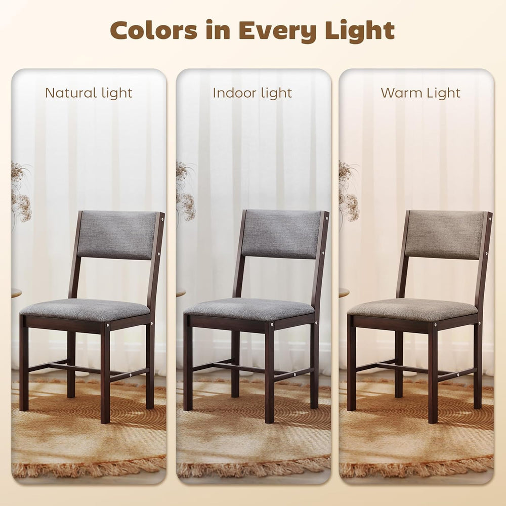 HOMCOM Solid Wood Dining Chairs Dining Room Upholstered Set of 4 Gray