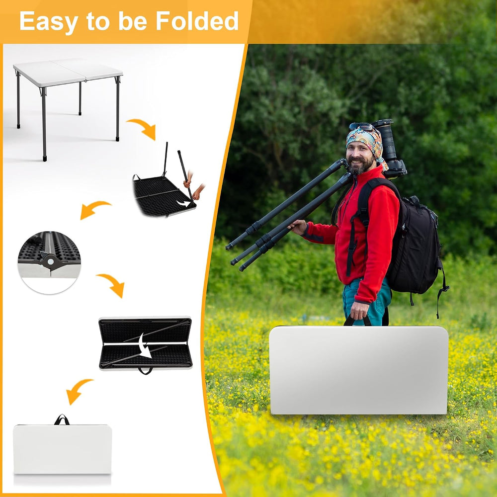 Kasunpul 34" Folding Table, Portable Square Folding Card Table with Coll...