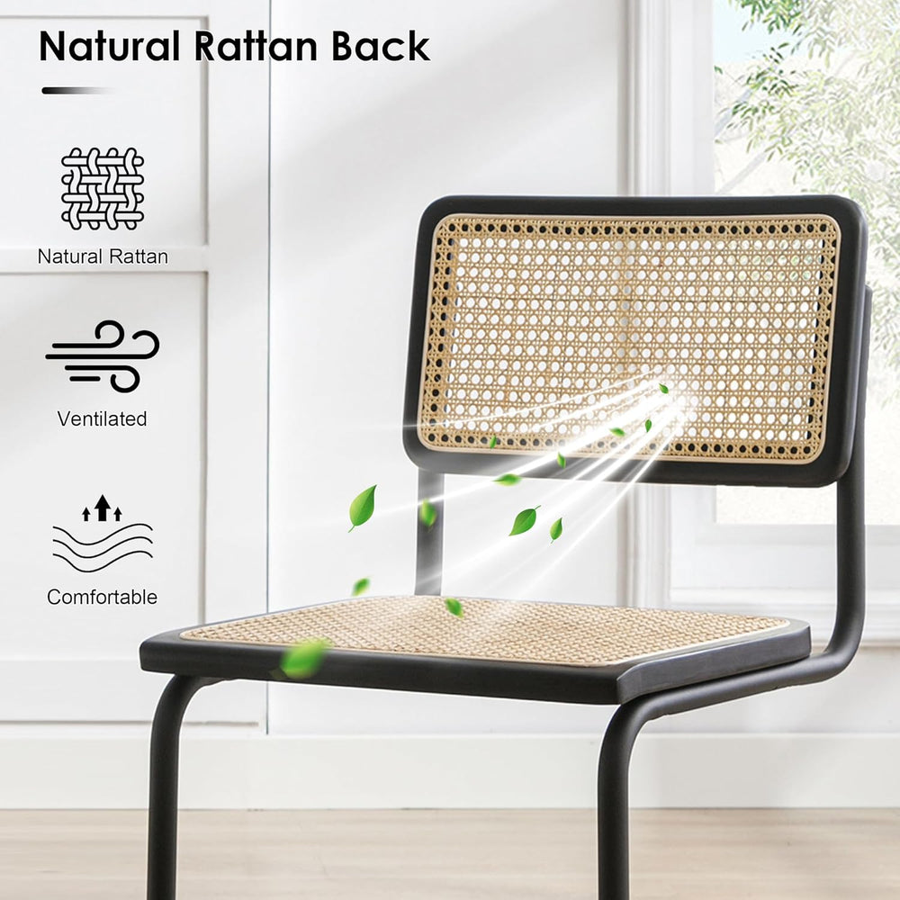 Flouki Rattan Dining Chairs Set of 4, Boho Accent Chairs for Kitchen Room wit...