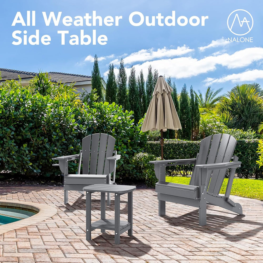 nalone Adirondack Side Table 16.5" Outdoor Side Table HDPE Plastic Doubl...