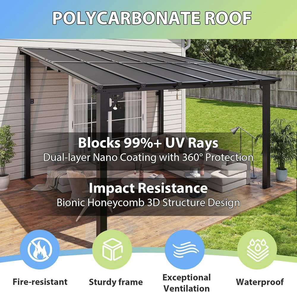 Aoxun Premium Gazebo Aluminum Frame & Polycarbonate Panel, 12'x10'...