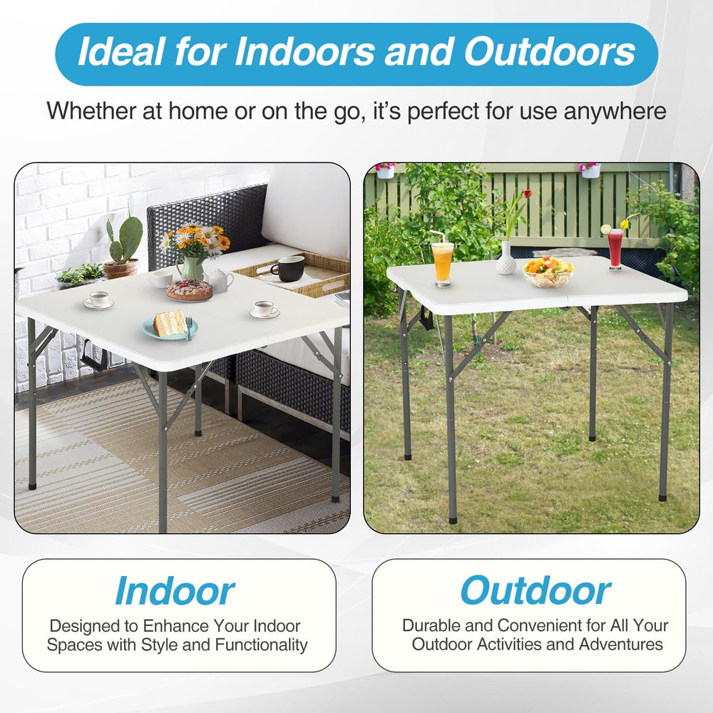 FDW | 34" Folding Table | White | Portable Plastic Table